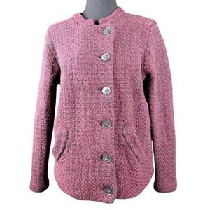 Theory 100% Wool Ambril Loryelle Cardigan Sweater Jacket Red Black Petite S